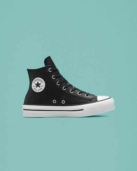 Topanky Na Platforme Converse Chuck Taylor All Star Lift Kozene Vysoke Dievcenske Čierne Béžové Biele | SK BDGKI8